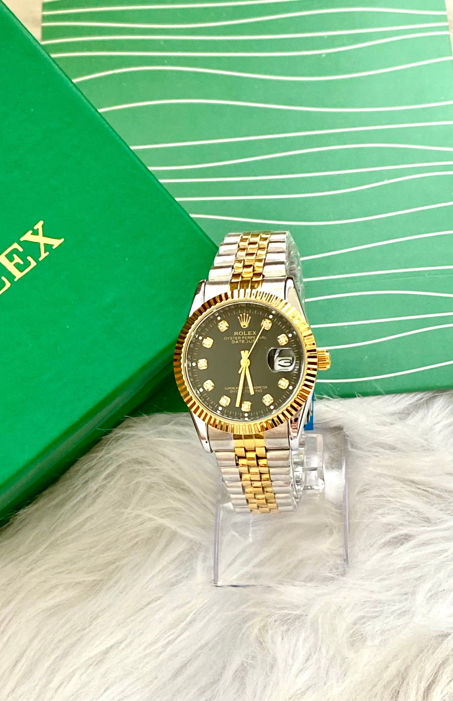 Rolex Watch with mixed Gold and Silver Strap