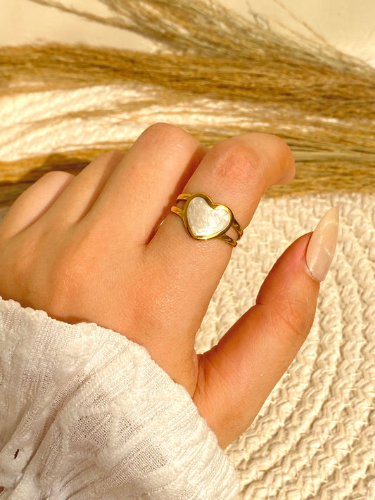 White Thick Heart Ring