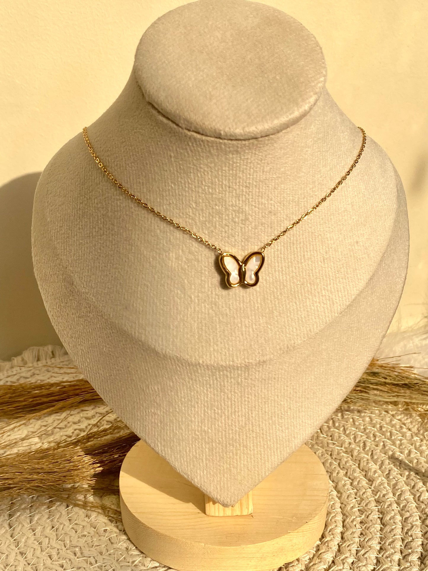 White Butterfly Necklace