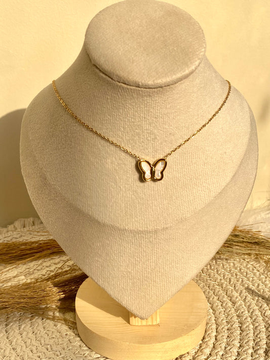 White Butterfly Necklace