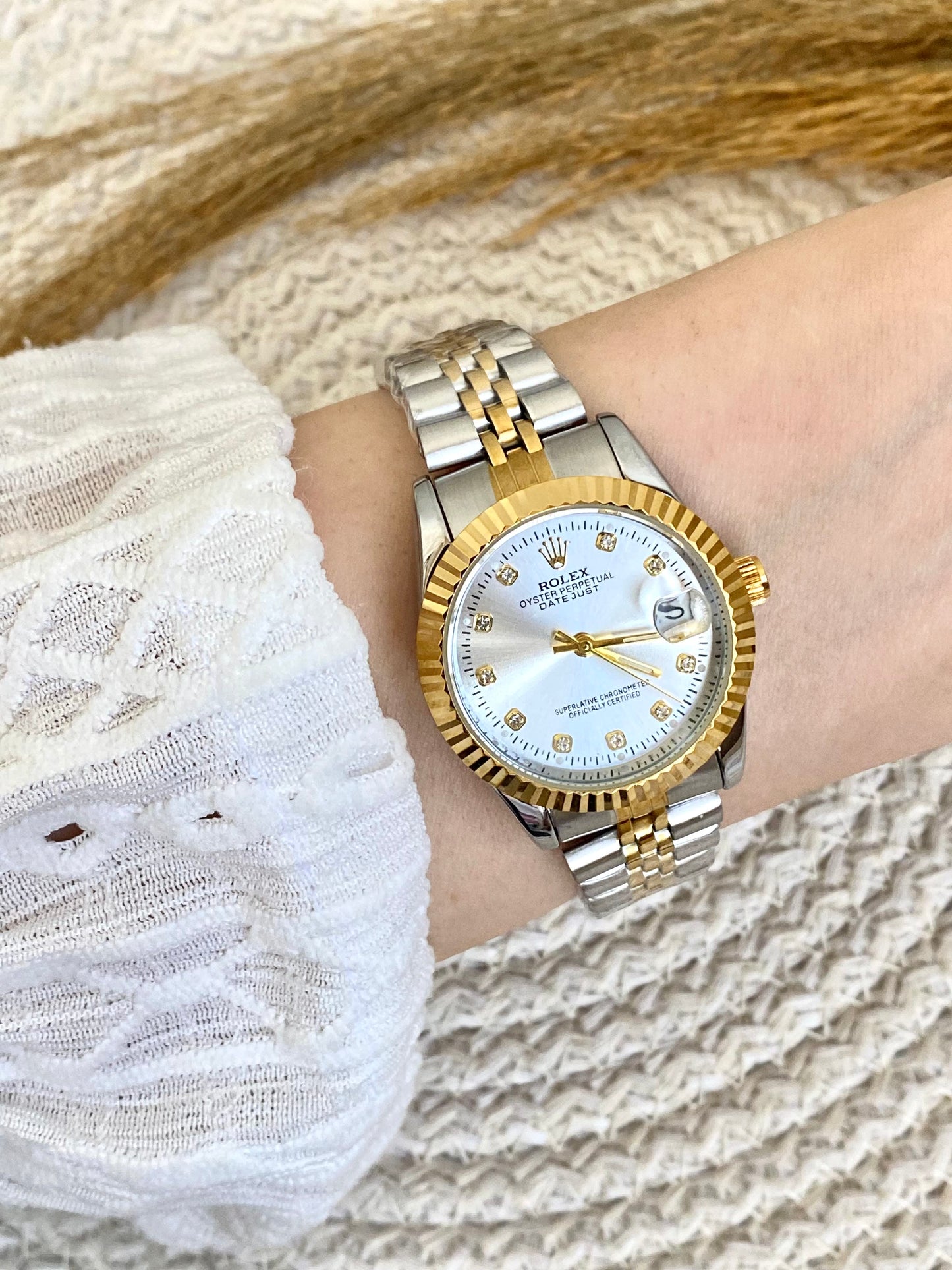 Rolex Watch with mixed Gold and Silver Strap