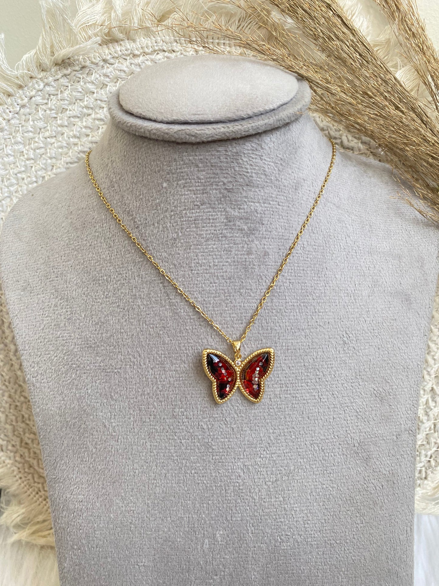 Red Butterfly Necklace