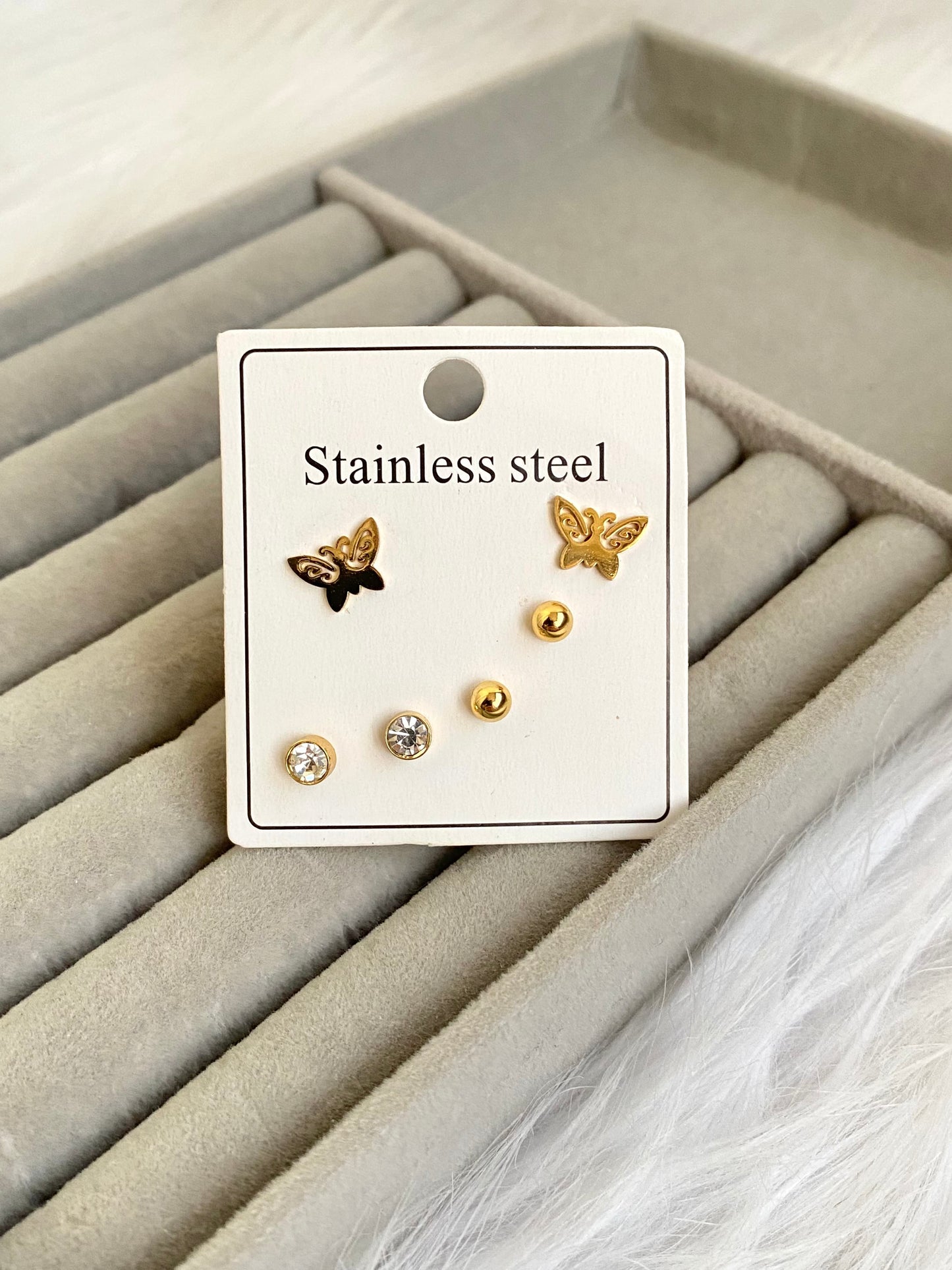 Butterfly Diamond Earrings Set