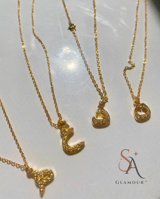 Diamond Customized Letter Gold Necklace