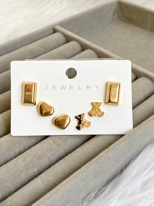 Golden Bear Earring Set