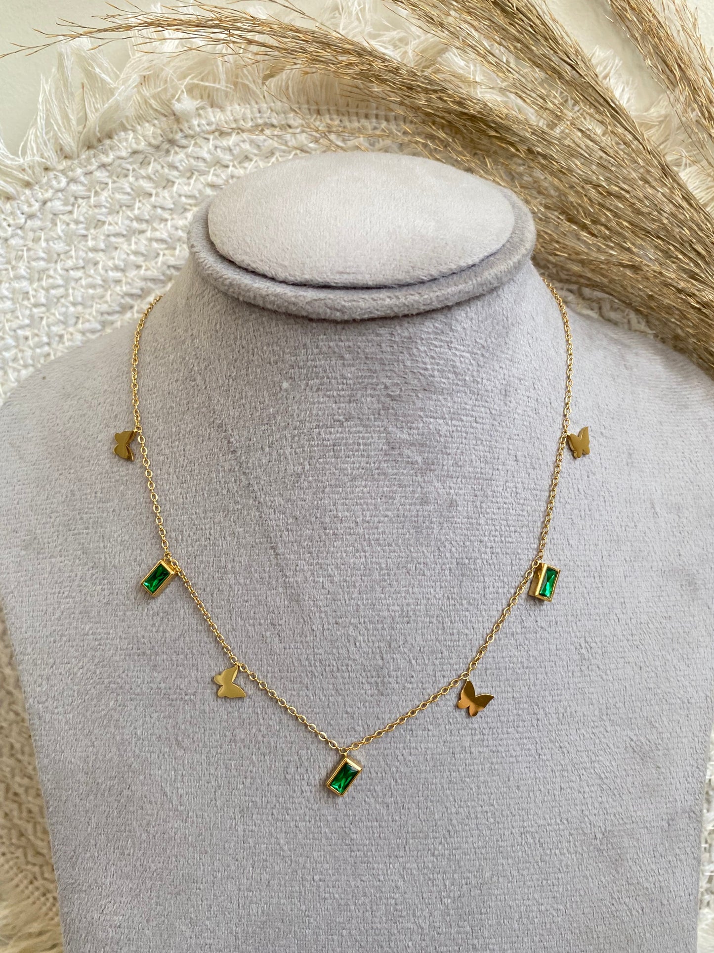 Emeraled Butterfly Necklace